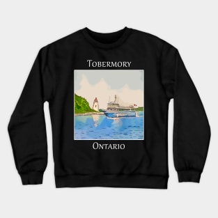 Tobermory Big Tub Lighthouse and Glass Bottom Boat - WelshDesigns Crewneck Sweatshirt